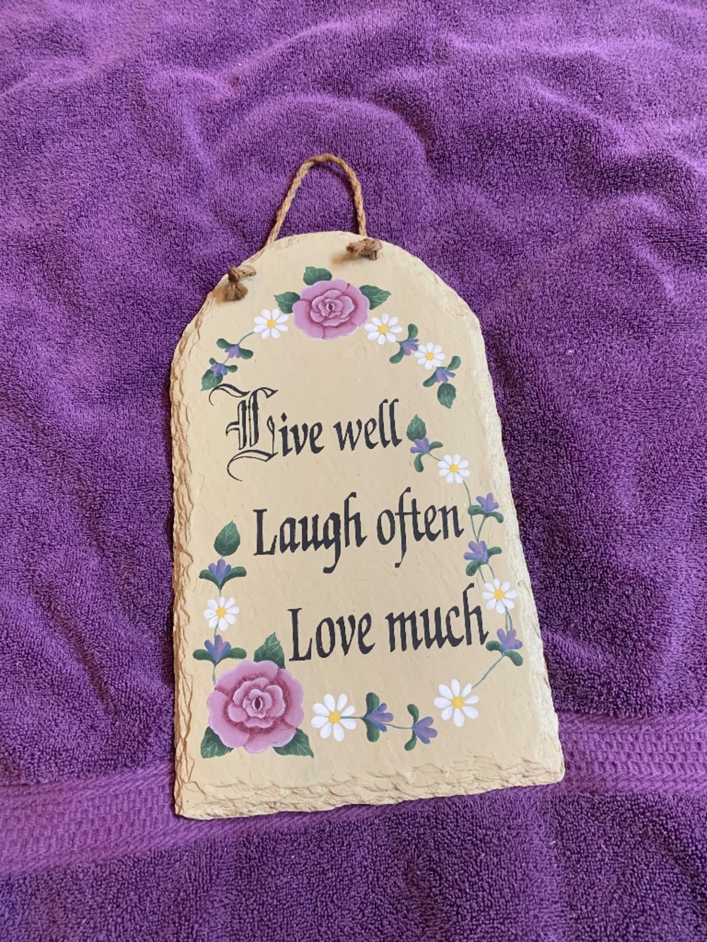 Live Well, Laugh Often, Love Much Slate Hanging Plaque